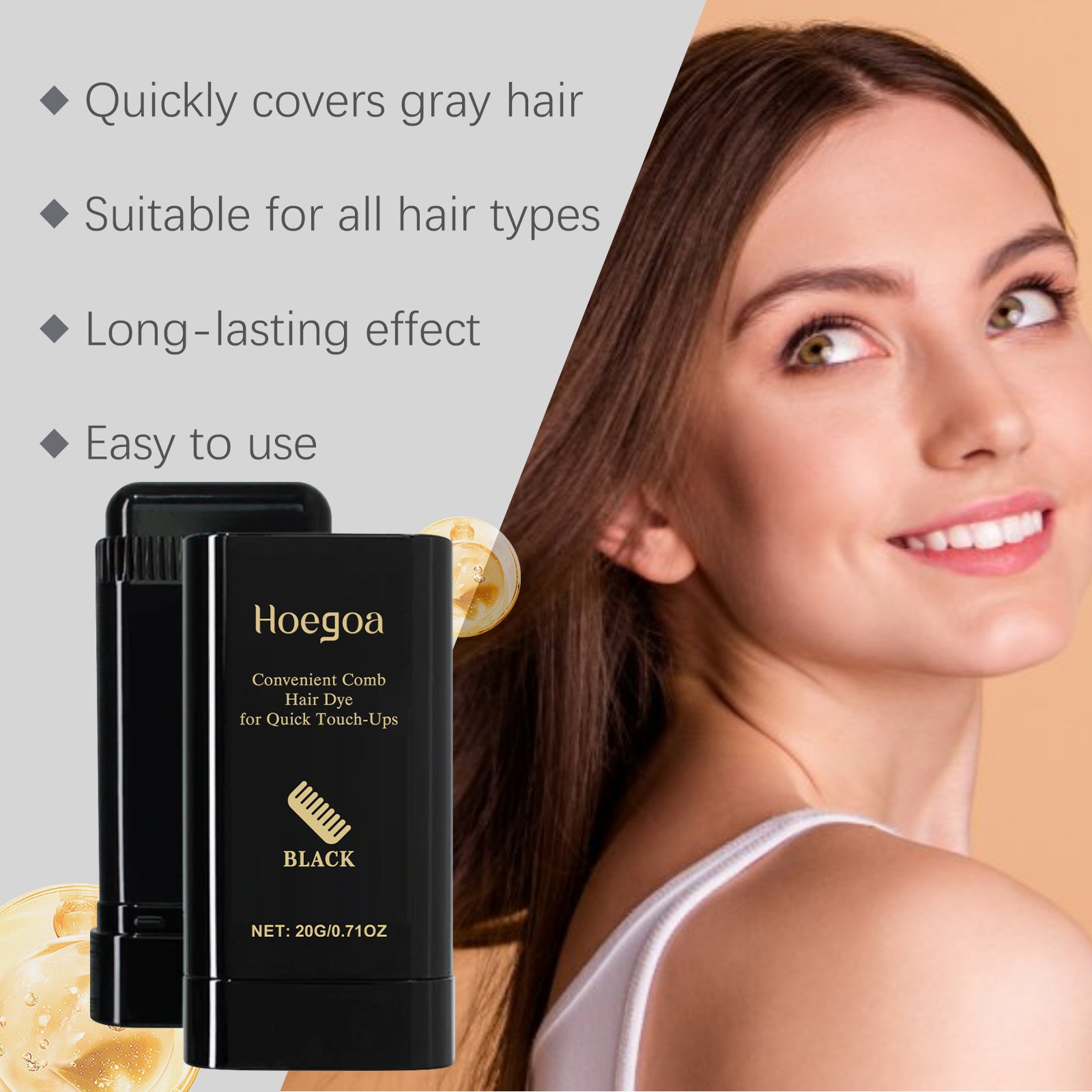 Hoegoa Hair Stick Hair Color Temporary Hair Stick Natural Mild Non-Irritating Color Development Hair Agent