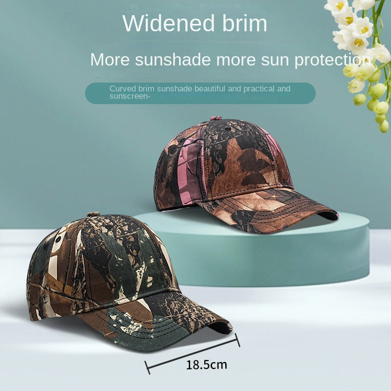 Camouflage Baseball Cap for Men with Large Brim, Outdoor Sun Protection, Adjustable Hat