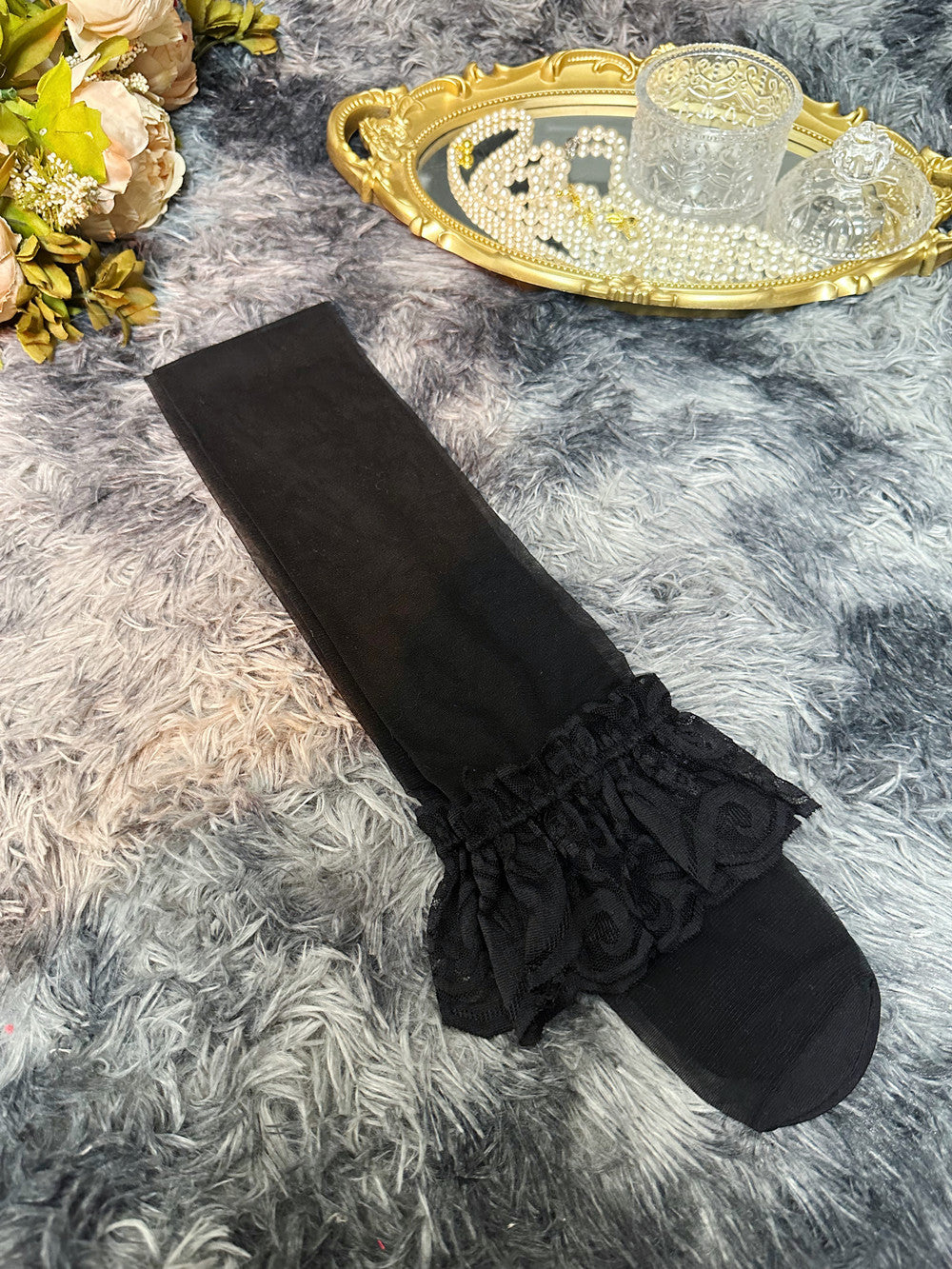 Purple Breathable Lace Sexy 55cm Gloves