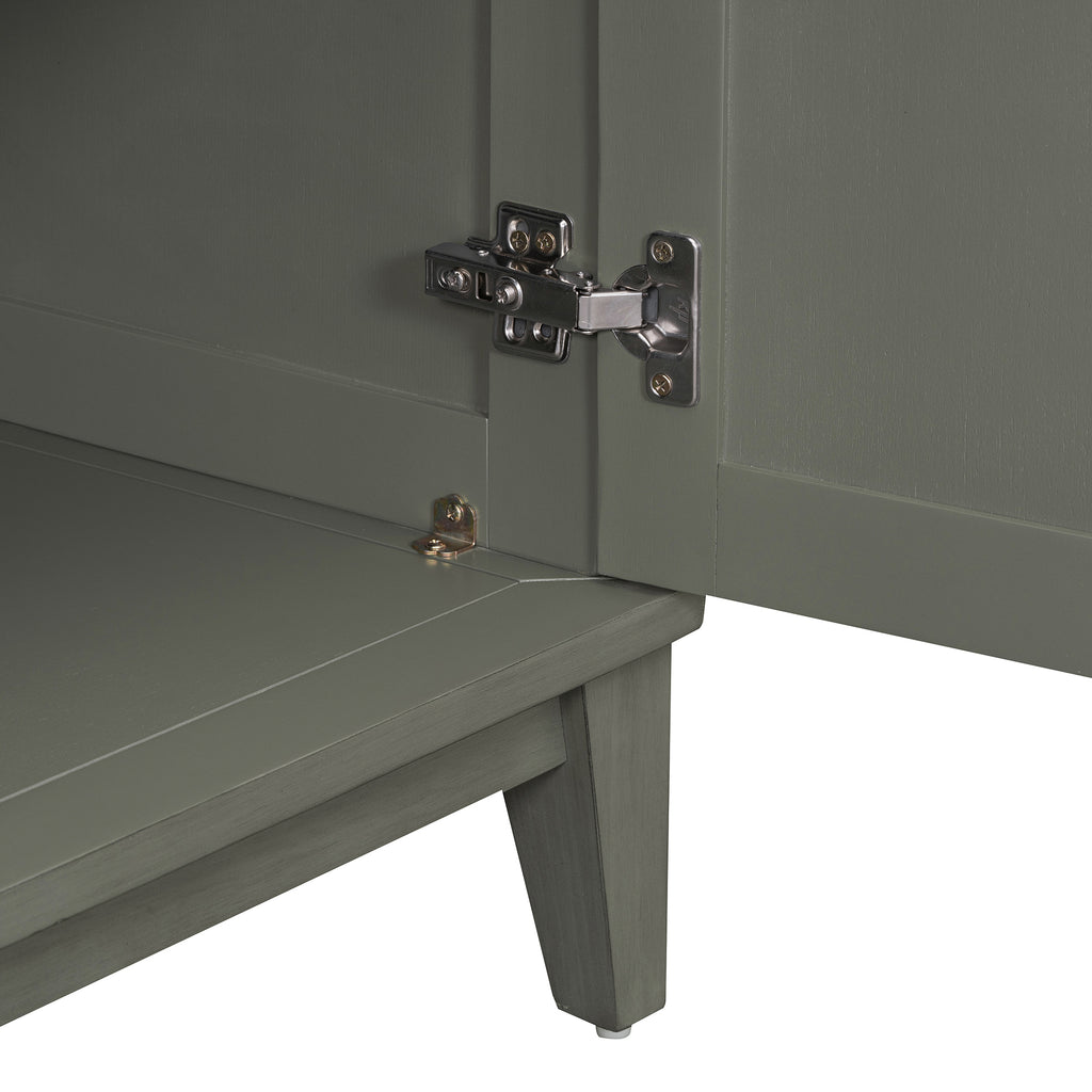 TREXM side panel with 4-door large storage buffet, adjustable shelves and metal handles (antique gray)