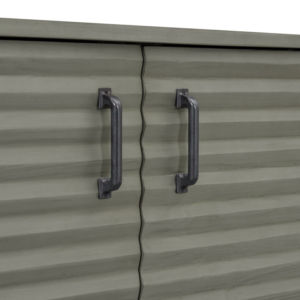 TREXM side panel with 4-door large storage buffet, adjustable shelves and metal handles (antique gray)