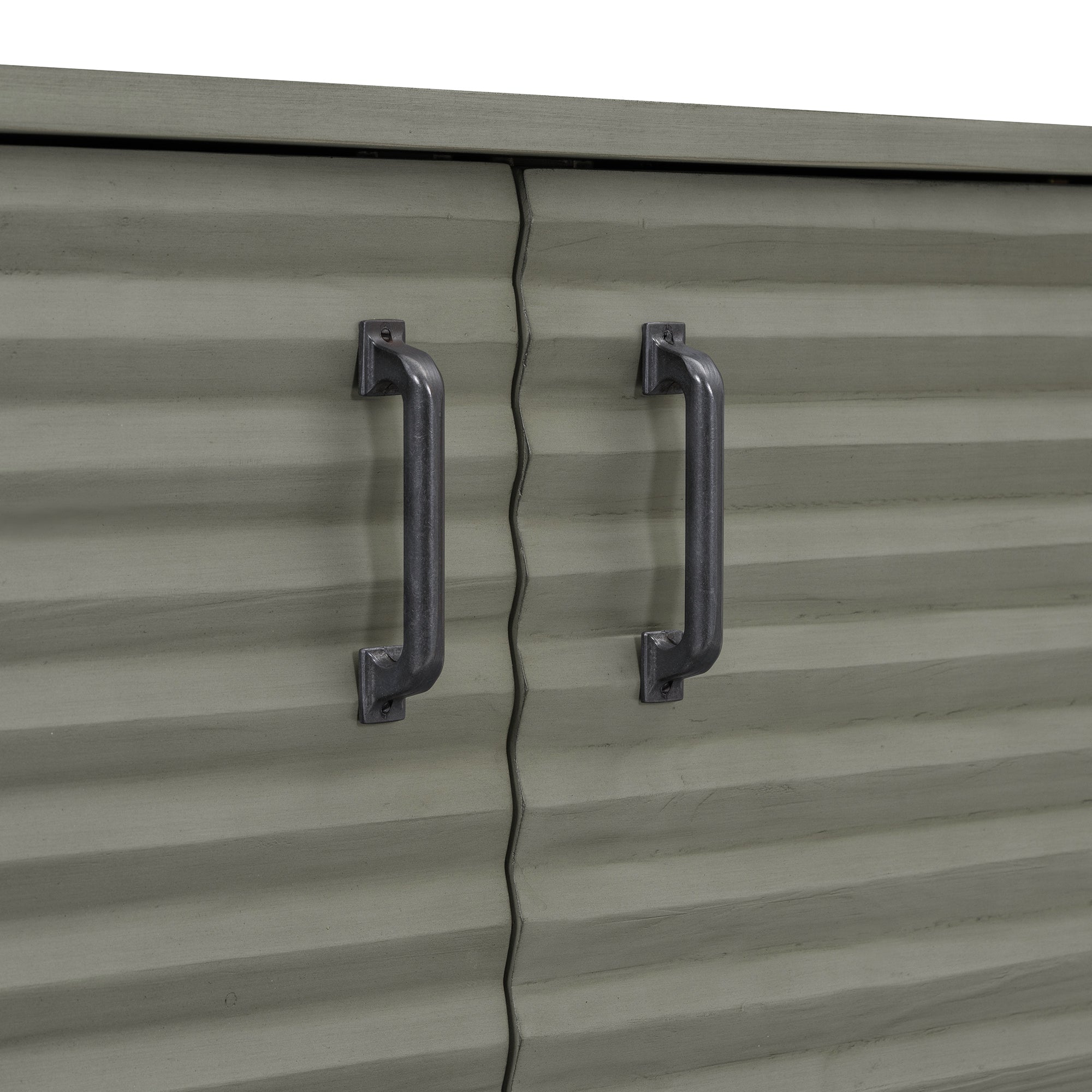 TREXM side panel with 4-door large storage buffet, adjustable shelves and metal handles (antique gray)