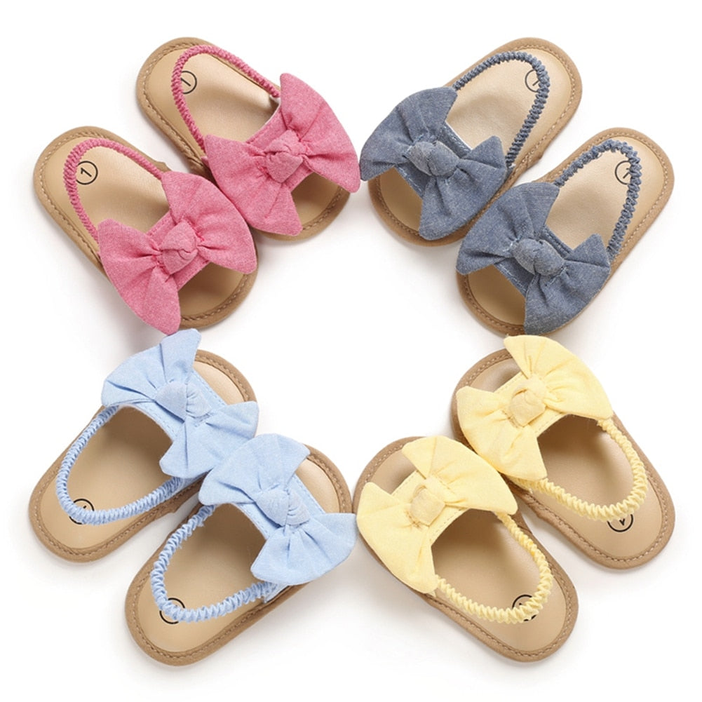 Baby Girls Bow Knot Sandals Cute Summer Soft Sole Flat Princess Shoes Infant Non-Slip First Walkers