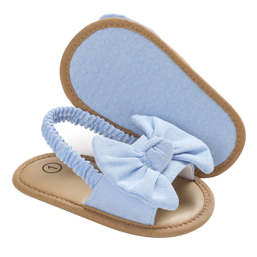Baby Girls Bow Knot Sandals Cute Summer Soft Sole Flat Princess Shoes Infant Non-Slip First Walkers
