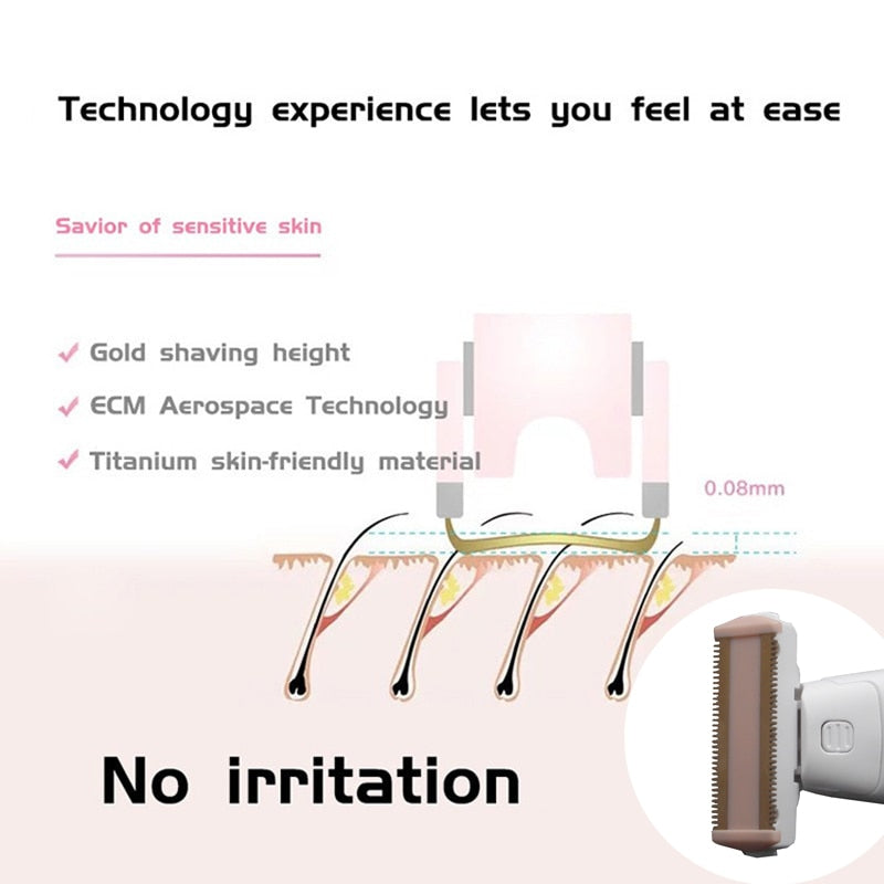 Electric Lady Shaver Razor Flawless Body Hair Shaver Painless Bikini Trimmer USB Rechargeable Fast Hair Shaving Machine