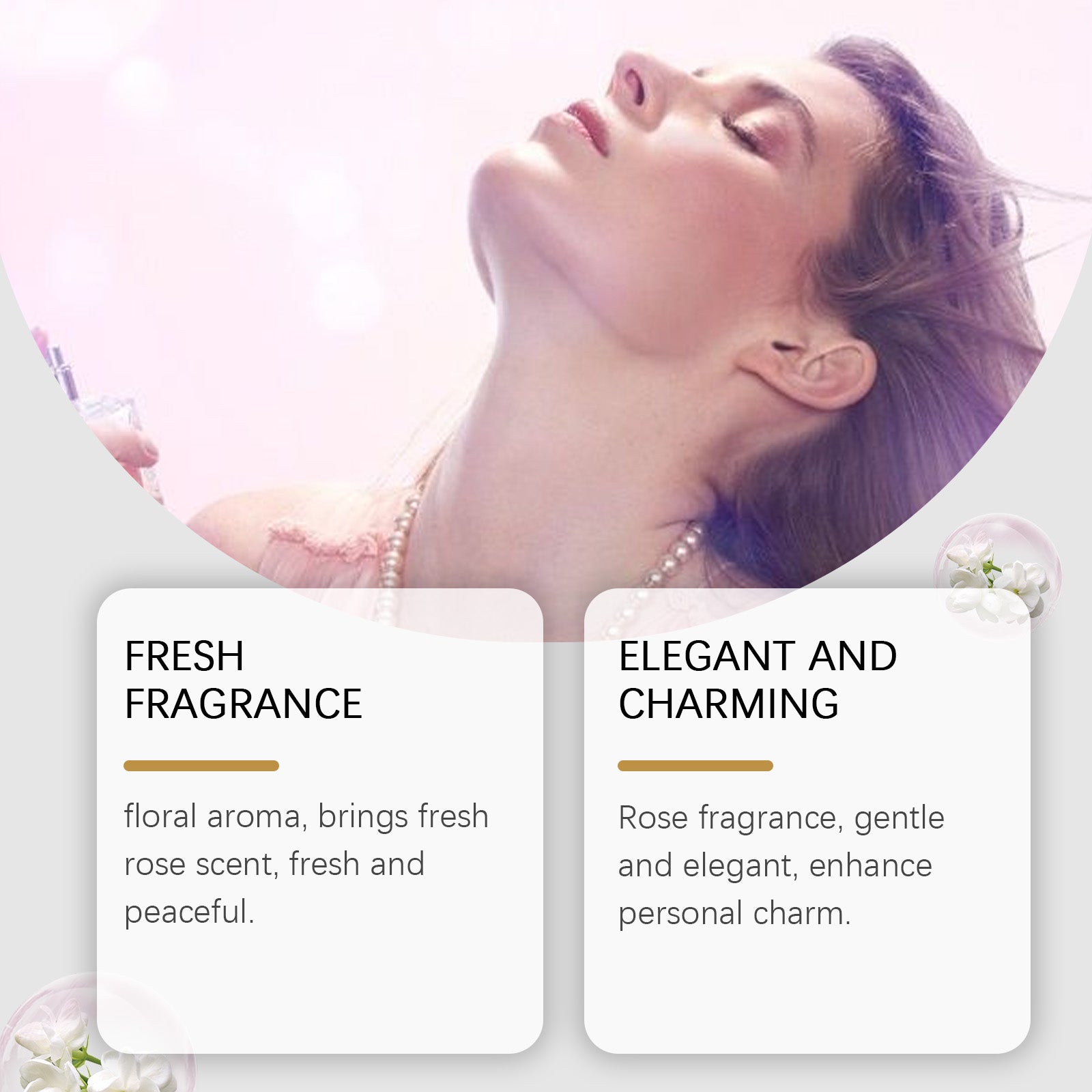 Roxelis Jasmine Women's Perfume Delicate Light Floral Tone Exudes Charm Natural Fresh Fragrance Lasting Fragrance Perfume