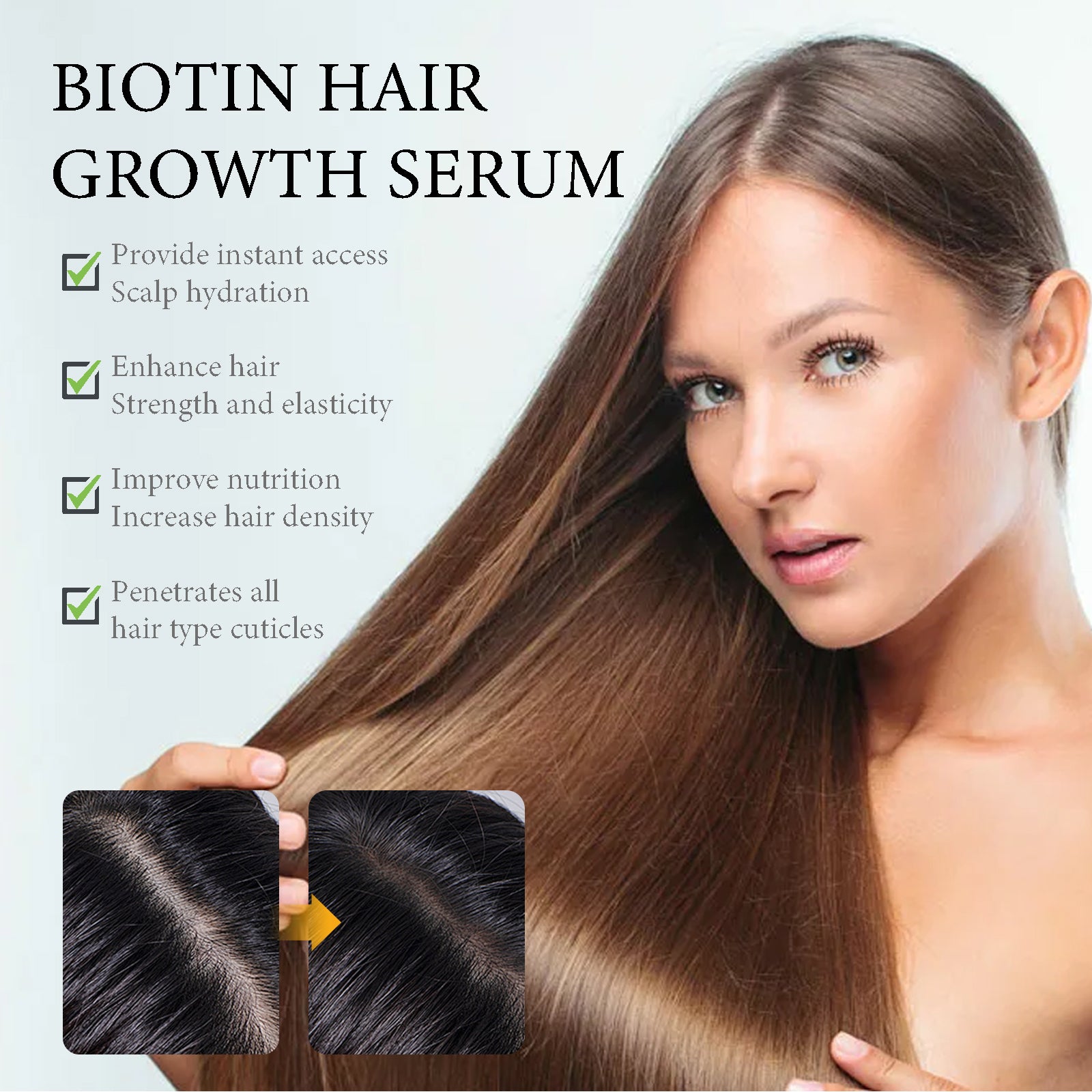 OUHOE Biotin Hair Growth Serum, Nourish Hair Root Repair Hair Sere Short-Tempered Prevent Drop Hair