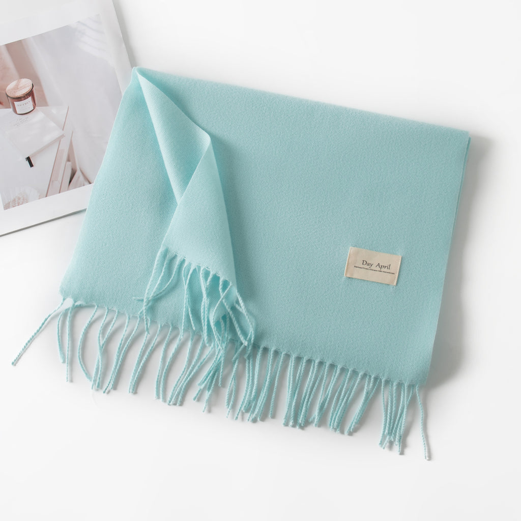 Cashmere Feel Solid Color Scarf for Women Imitation Cashmere Autumn Winter Atmosphere Korean Style Versatile Medium-Length Shawl Neck Warmer