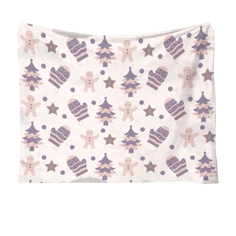 Christmas Flannel Printed Blanket Office Nap Blanket Throw Blanket Air Conditioning Blanket