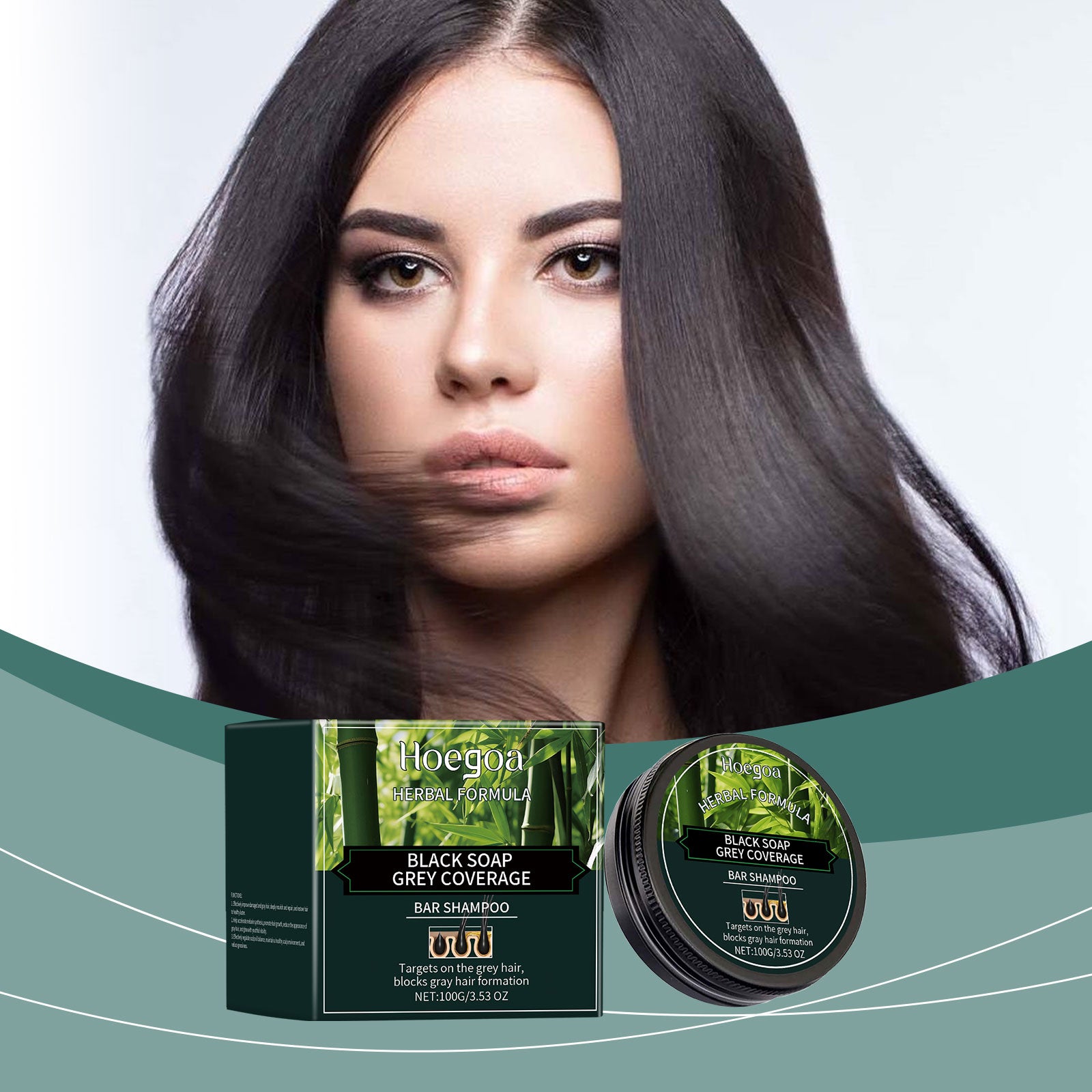 Hoegoa Bamboo Charcoal Shampoo Soap Improves Hair Quality, Nourishes Hair, Hydrates Hair, Is Soft And Gentle