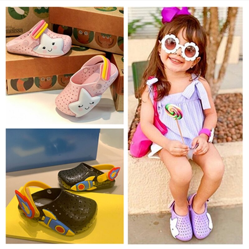 Mini Melissa Girls hole Sandals Fashion Slippers Children Beach Breathable Non-Slippery High Quality Summer Sandal