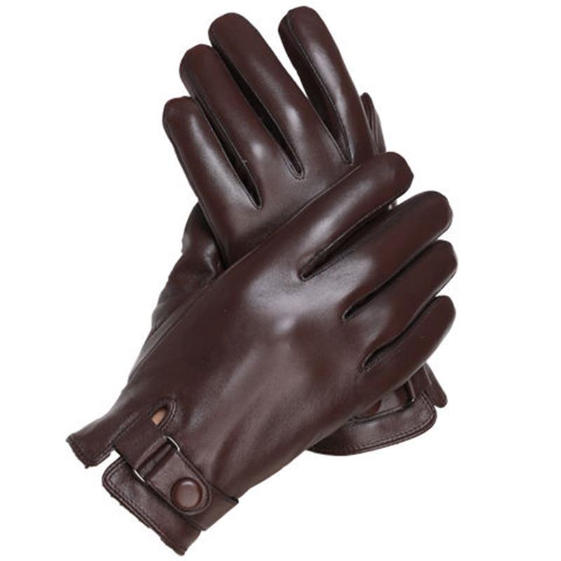 Sheepskin Leather Gloves Men Winter Lined Thickened Warm Riding Motorcycle Driving Touch Screen Mitten Gloves