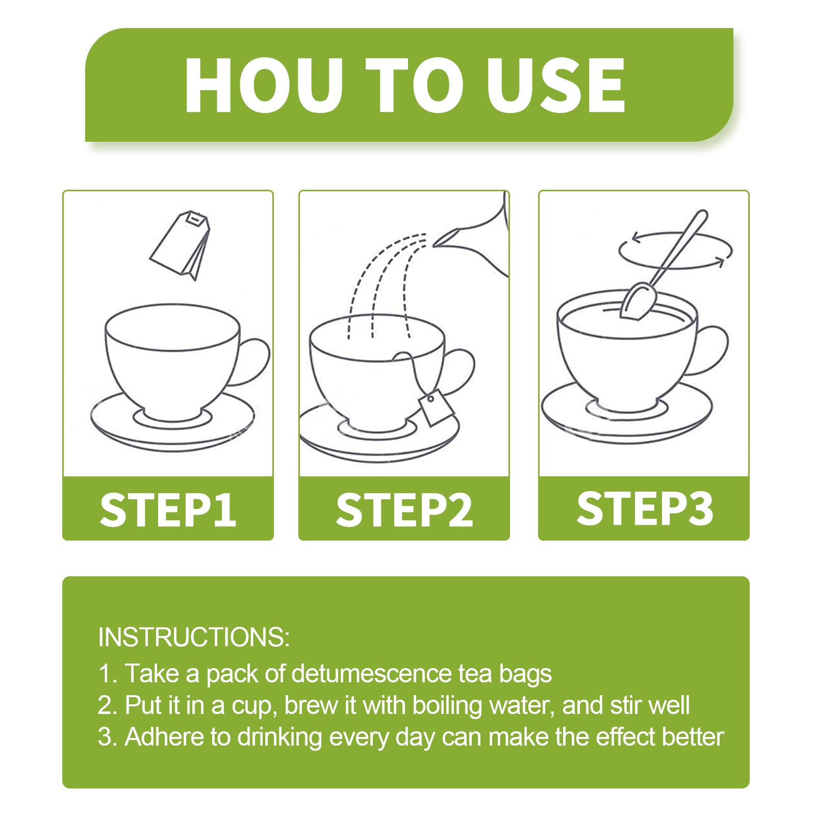 Googeer Anti-Swelling All Natural Tea, Firming Skin Waist Belly Thighs Reduce Swelling To Highlight Body Slimming Tea