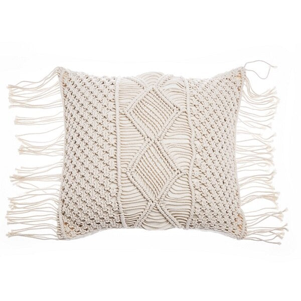 Nordic Handmade Home Decor Knitted Decorative Pillows Cushion Cover with Tassel Crocheted Sofa Bed Pillow Case 45x45cm