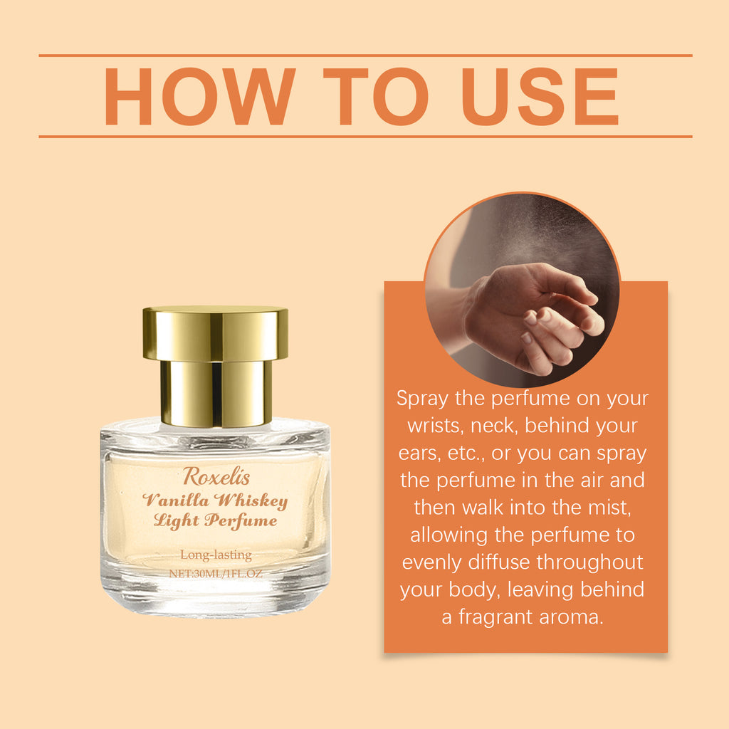 Roxelis Vanilla Whiskey Eau De Toilette Natural Fragrance Fruit Tone Light Elegant Stay Fragrance Couples Date Portable Eau De Toilette Spray