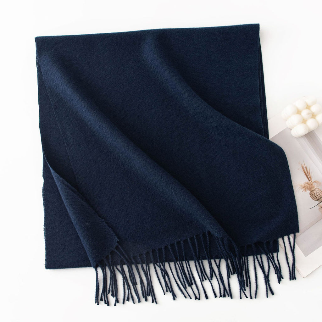 Cashmere Feel Solid Color Scarf for Women Imitation Cashmere Autumn Winter Atmosphere Korean Style Versatile Medium-Length Shawl Neck Warmer