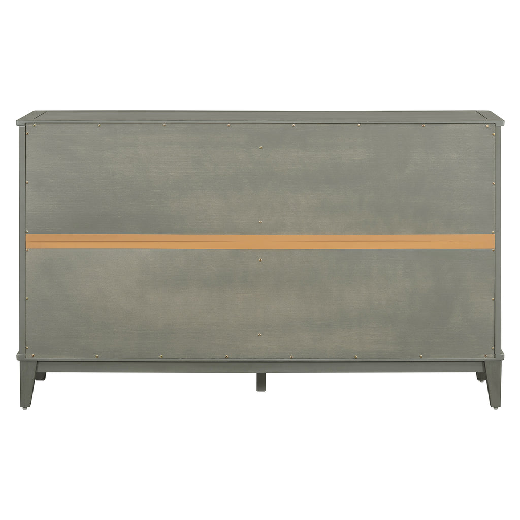 TREXM side panel with 4-door large storage buffet, adjustable shelves and metal handles (antique gray)