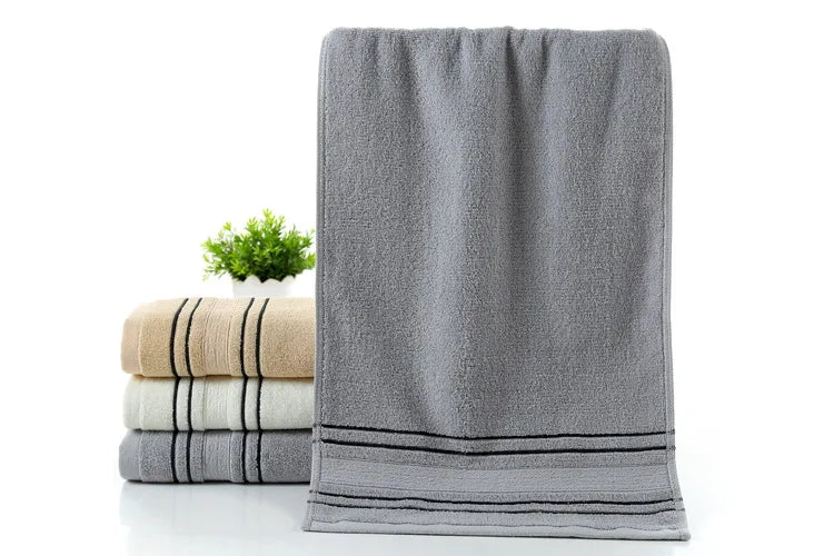 3Pieces Set Grey Cotton Towel Set for Men toalla 2pc Face Washcloth Hand Towel 1pc Bath Towel Camping Shower Towels Bathroom