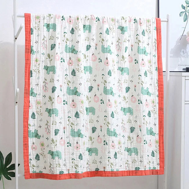 6 Layers Baby Blanket Children Muslin Cotton Blanket Swaddle Newborn Cover Sleeping Bedding Kids Swaddling 150*120 CM