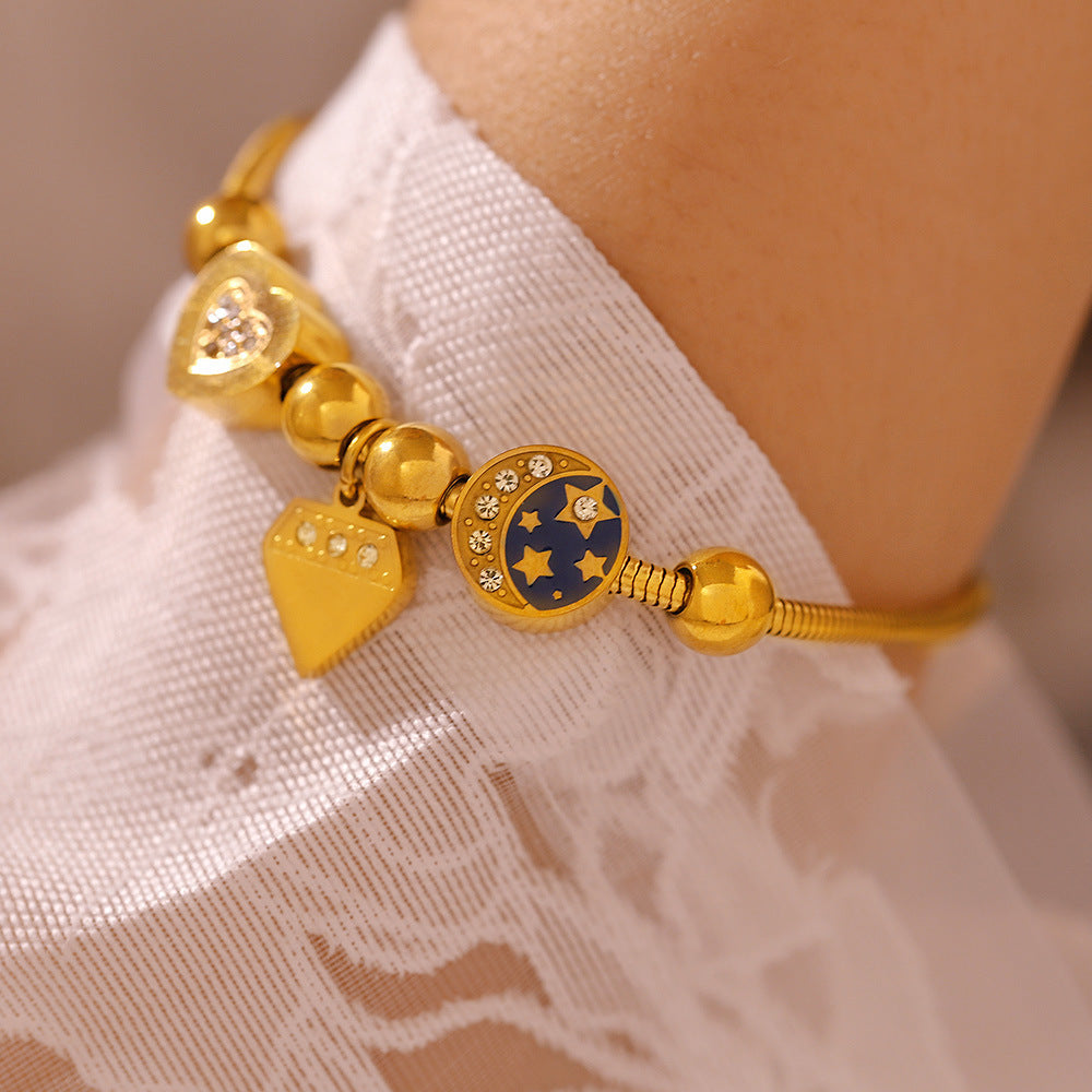 Cold Wind Love Round Brand Diamond Drop Oil Bracelet