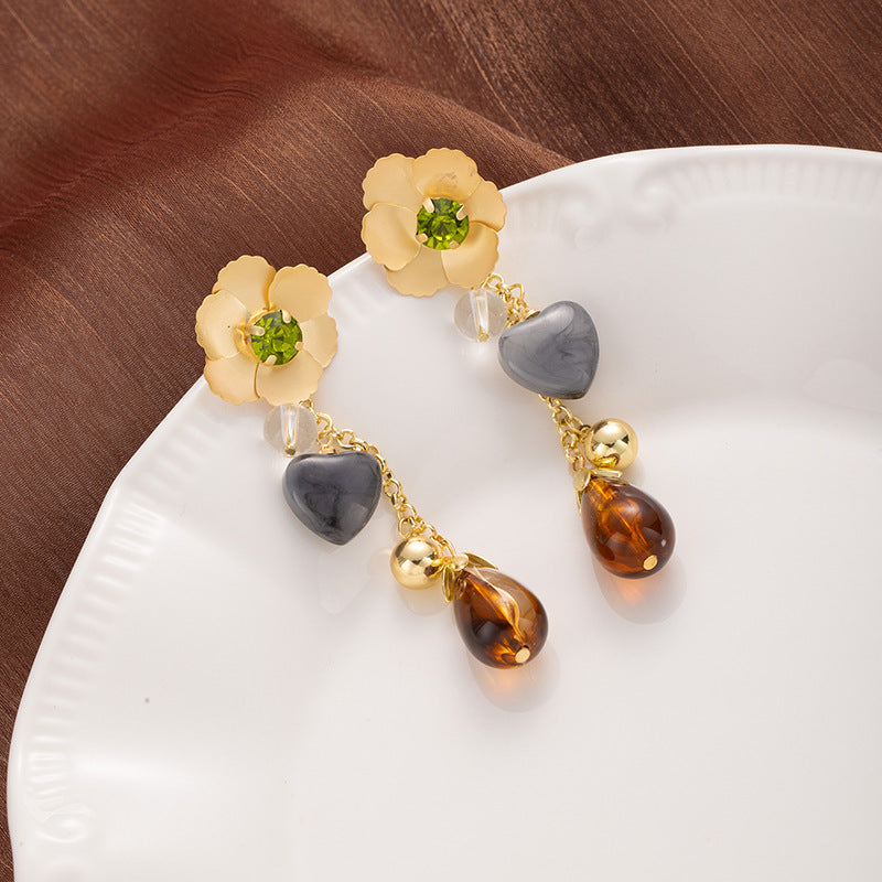 Diamond Flower Love High-grade Light Luxury Minority Earrings