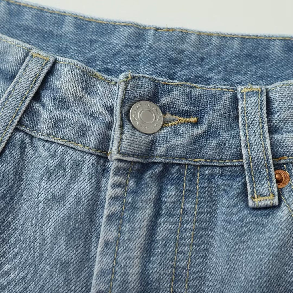 Spring And Autumn New Casual Wide-leg Mid-waist Straight Jeans For Women