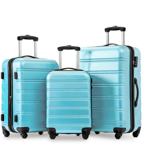 SET OF 3 ABS Hard Shell Travel Trolley Suitcase 4 Wheel Luggage Set Hand Luggage, 20,24,28 Inch
