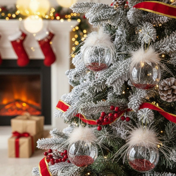 6PCS Set Glass Christmas Ornaments Decorative Hanging Balls For Tree & Holiday Party Decor Festive Home Decorations FBA Shipment