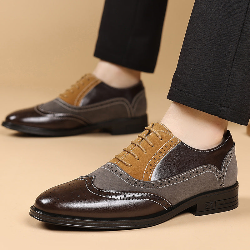 Plus Size Male Brogue Pointed Casual Leather Shoes