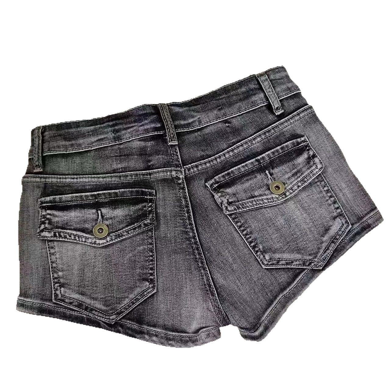 Low Waist Retro Washed Denim Shorts For Women