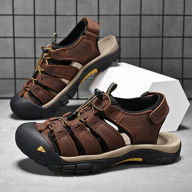 Top Layer Leather Plus Size Men's Beach Sandals