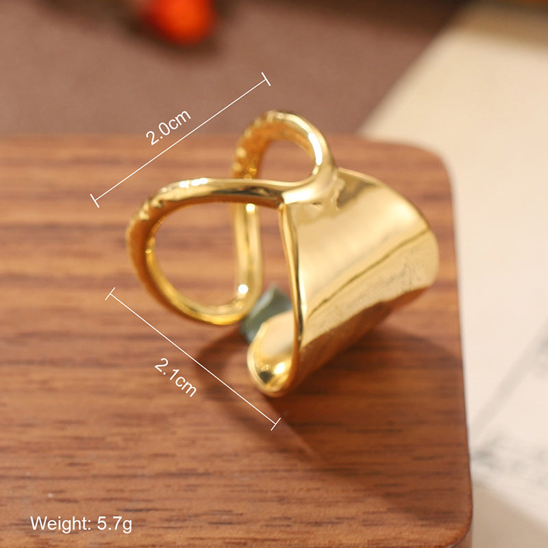 Natural Stone Geometric Ring High-grade Versatile Retro Non-fading