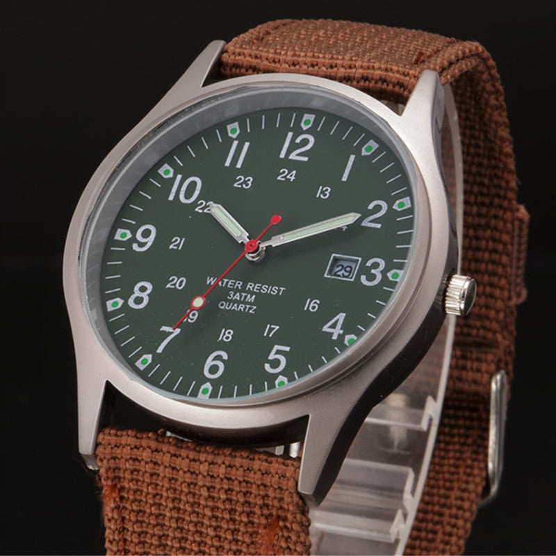 Watches Fabric Band Military Calendar Army Clock