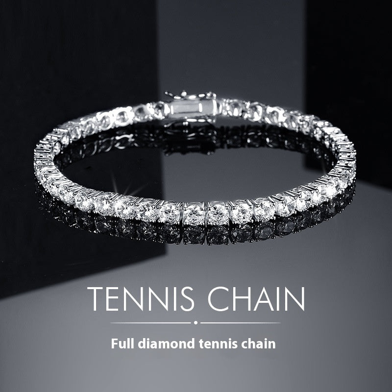 Classic 18K Gold Electroplated Zircon High-grade Tennis Full Diamond Personality Bracelet
