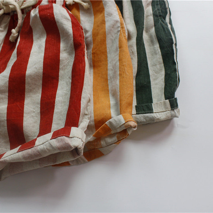 Girls' Pants Striped Cropped Pants Loose