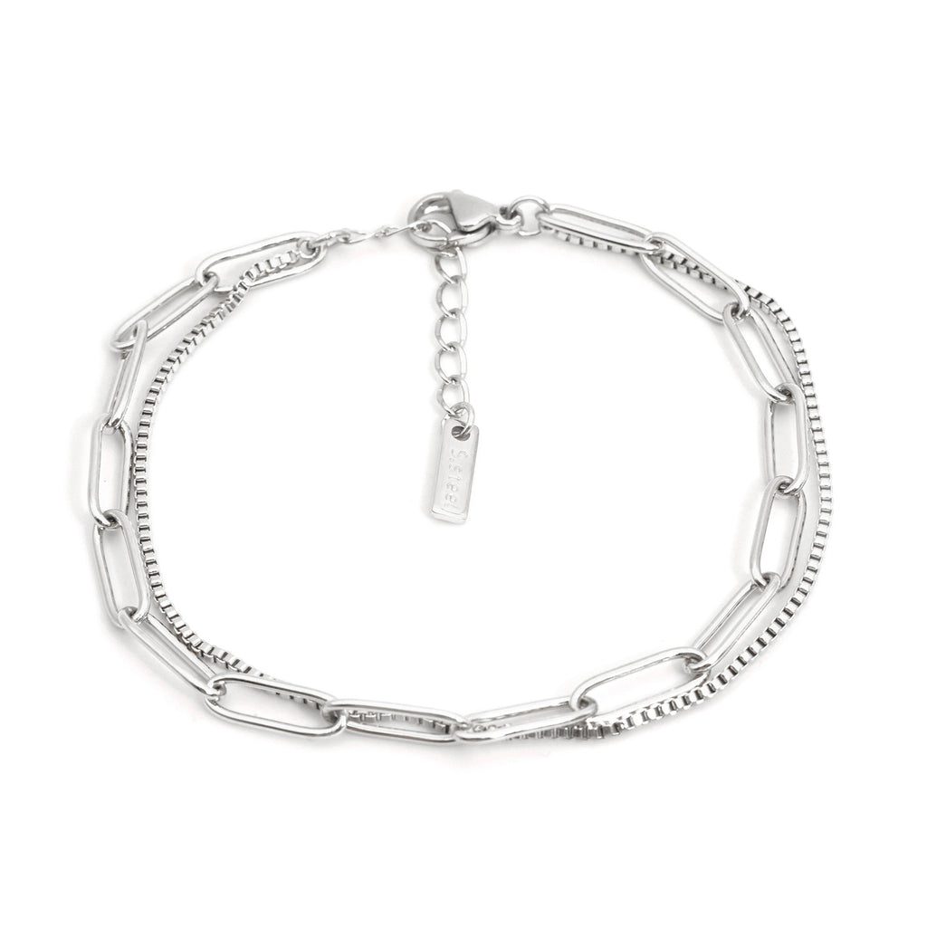 Double Layer Twin Titanium Steel Bracelet Ins Cold Style European And American Women