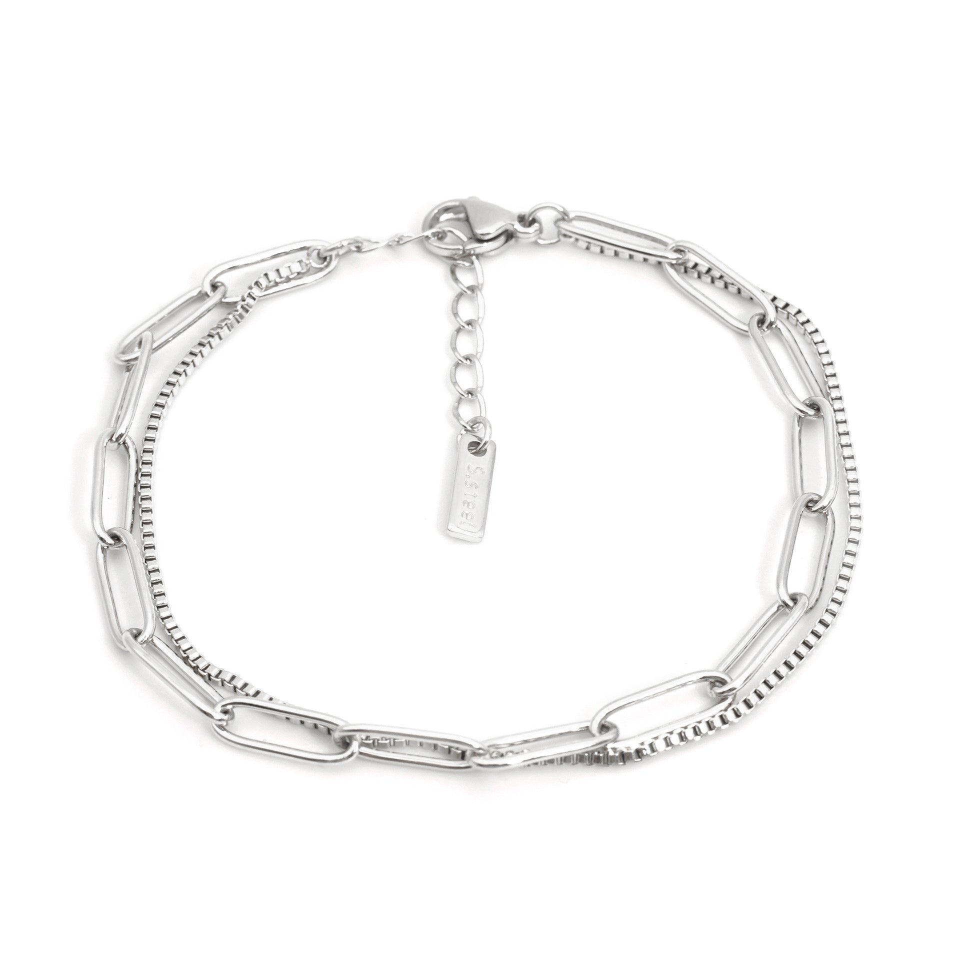 Double Layer Twin Titanium Steel Bracelet Ins Cold Style European And American Women