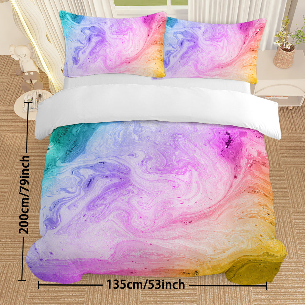 Girly Duvet Cover Rainbow Glitter Ombre Bedding Sets 3 Pcs Chic  Purple Blue Green Pastel Bed Spreads Sparkle Quilt Cover Set With 2 Pillow Shams