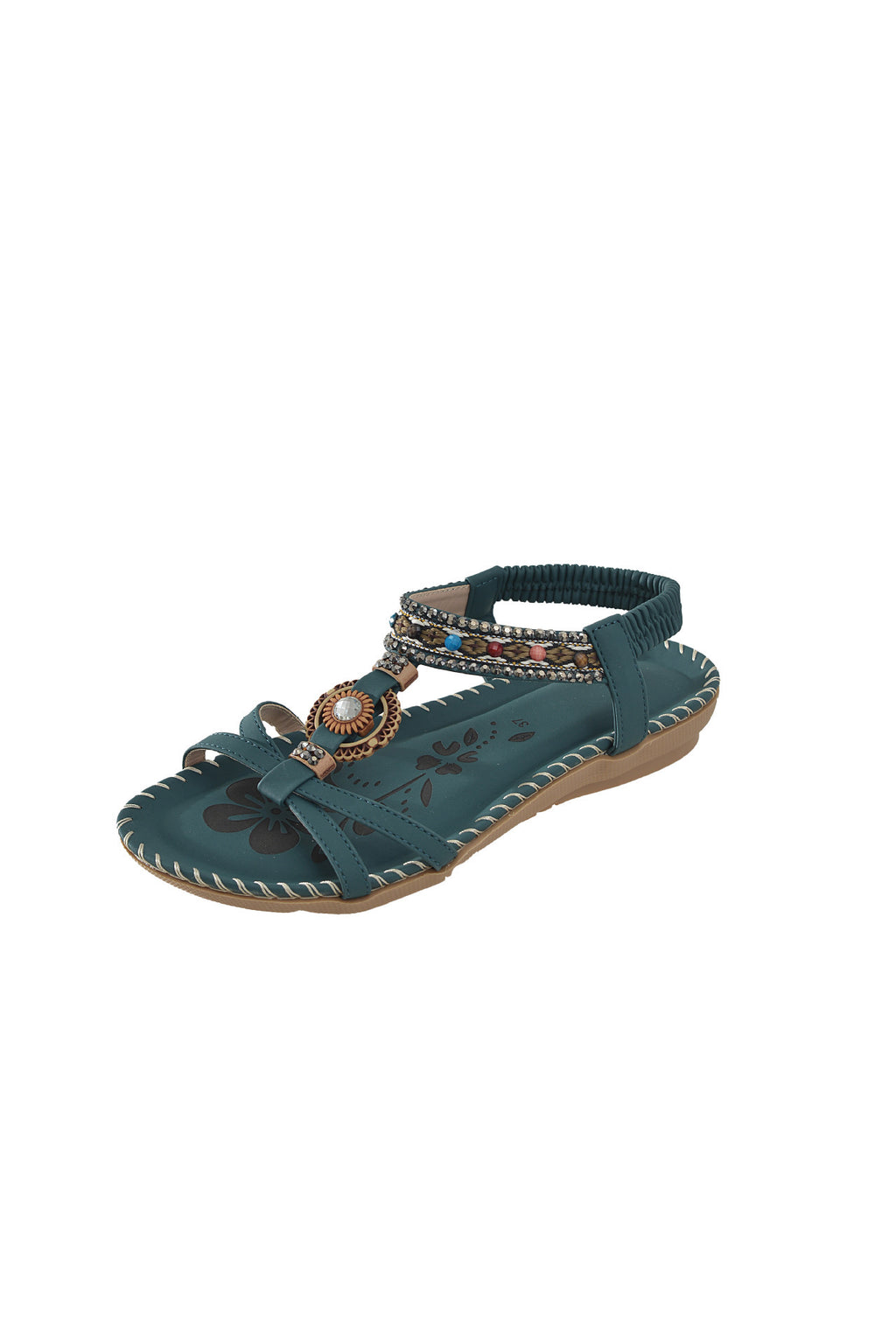 Stylish Beach Flat Handmade Beaded Rhinestone Sandals