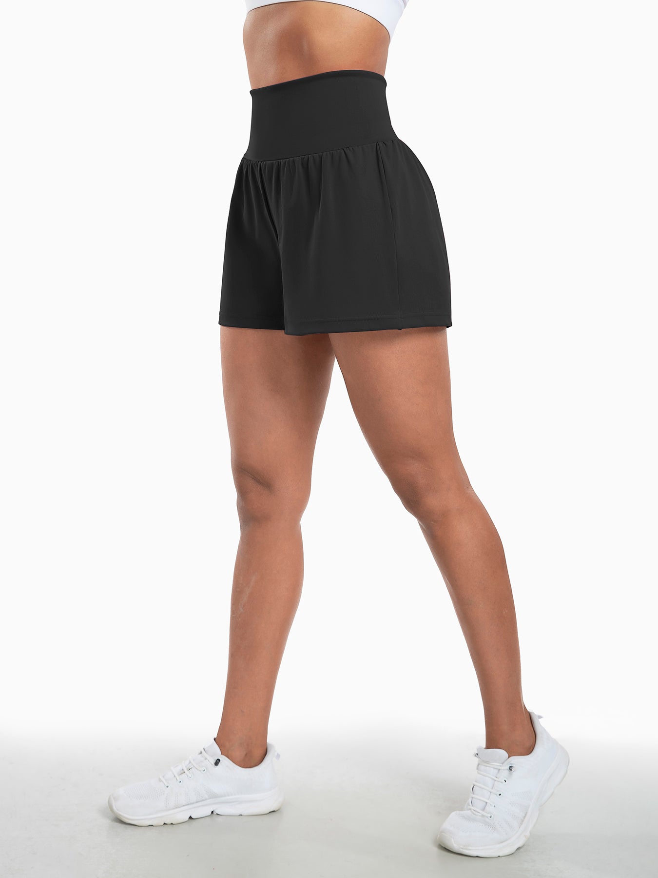 Sports Yoga Shorts High Waist Fake Two-Piece Outdoor Fitness Pants Invisible Dungarees Breathable Quick-Drying Training Wear