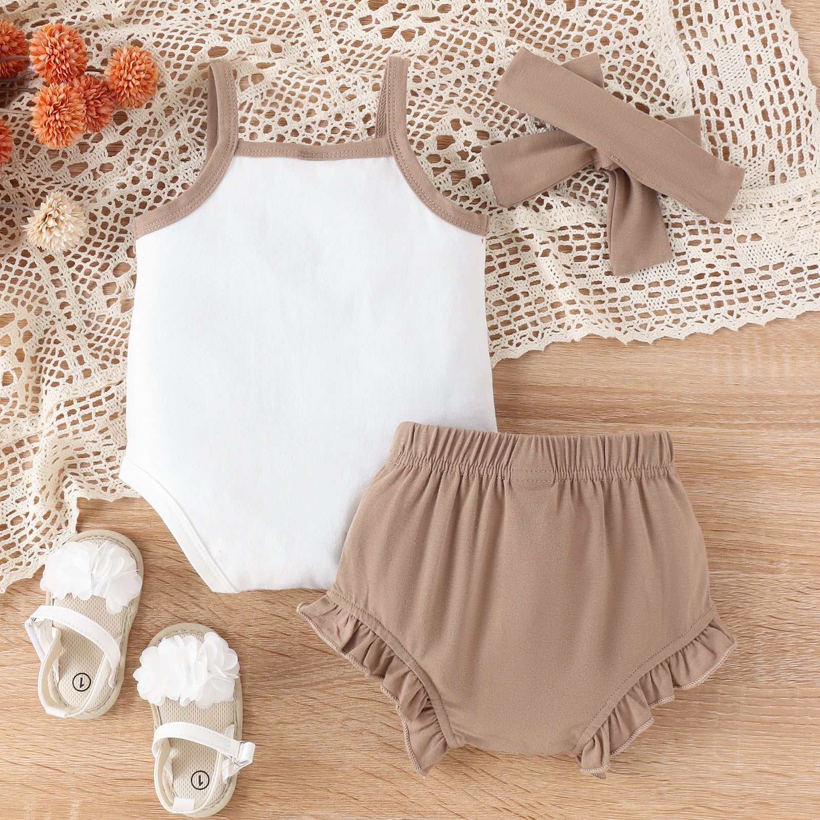 Girls' Letter Camisole Shorts Suit Summer