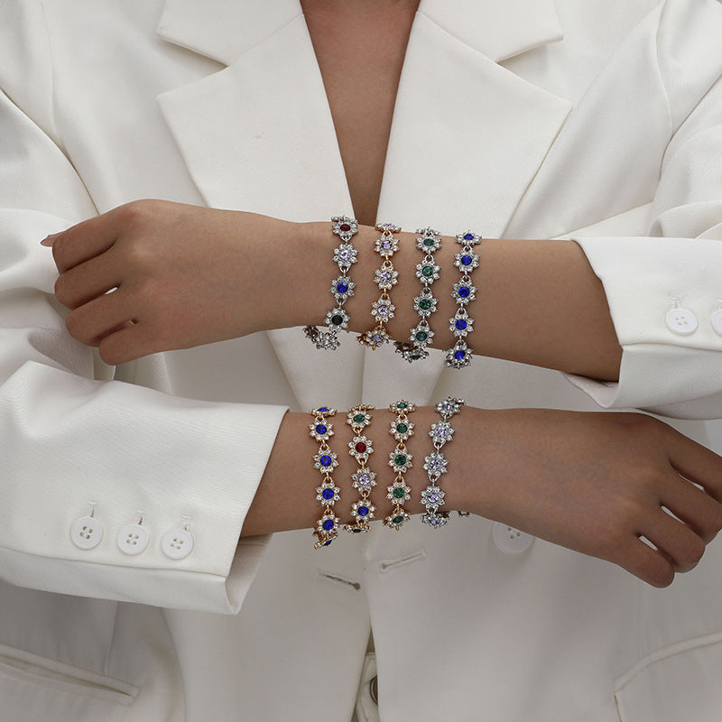 Affordable Luxury Style European And American Colored Gems Bracelet