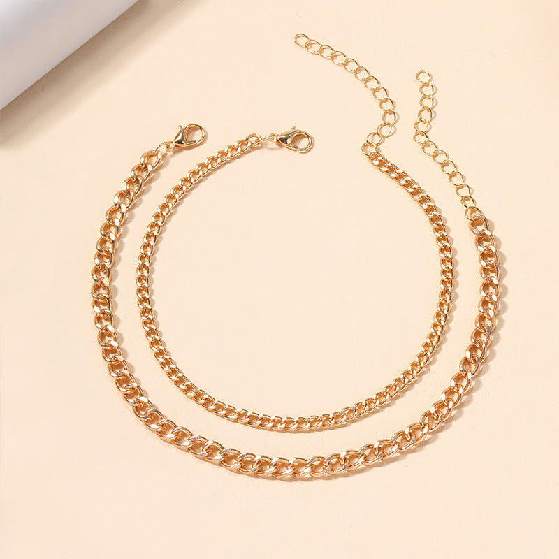 Fashion Simple Chain Double-circle Anklet Women