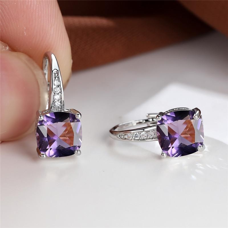 Square Zircon Inlaid Ear Hook Korean Style Fashion All-matching