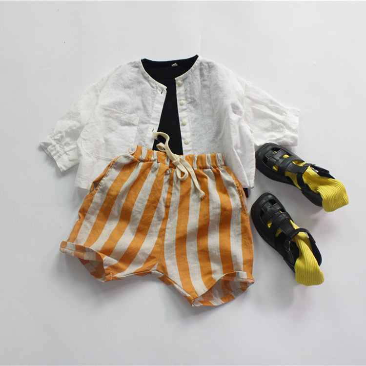 Girls' Pants Striped Cropped Pants Loose