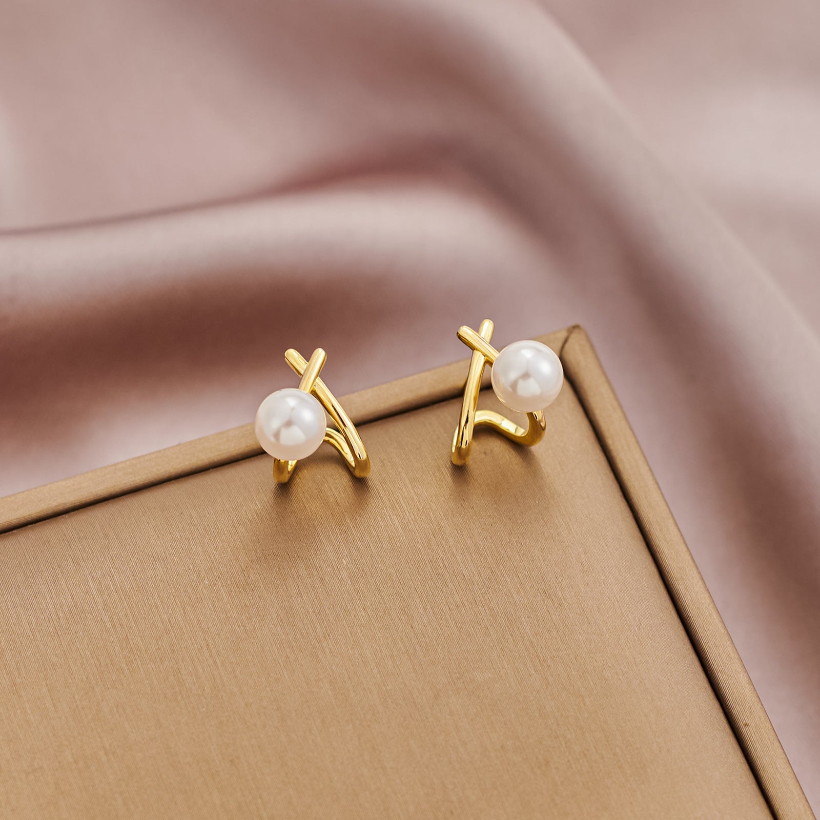Cross Loving Heart Zircon Pearl 925 Silver Needle Geometric Ear Studs