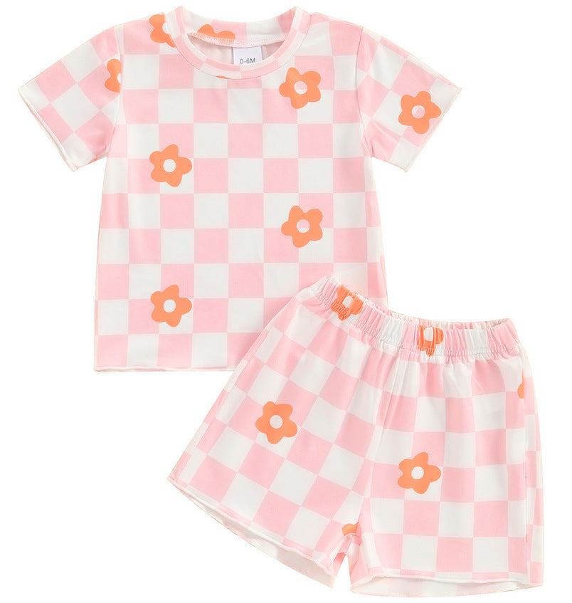 Girls' Printed Tops Casual 2 Pieces Suit