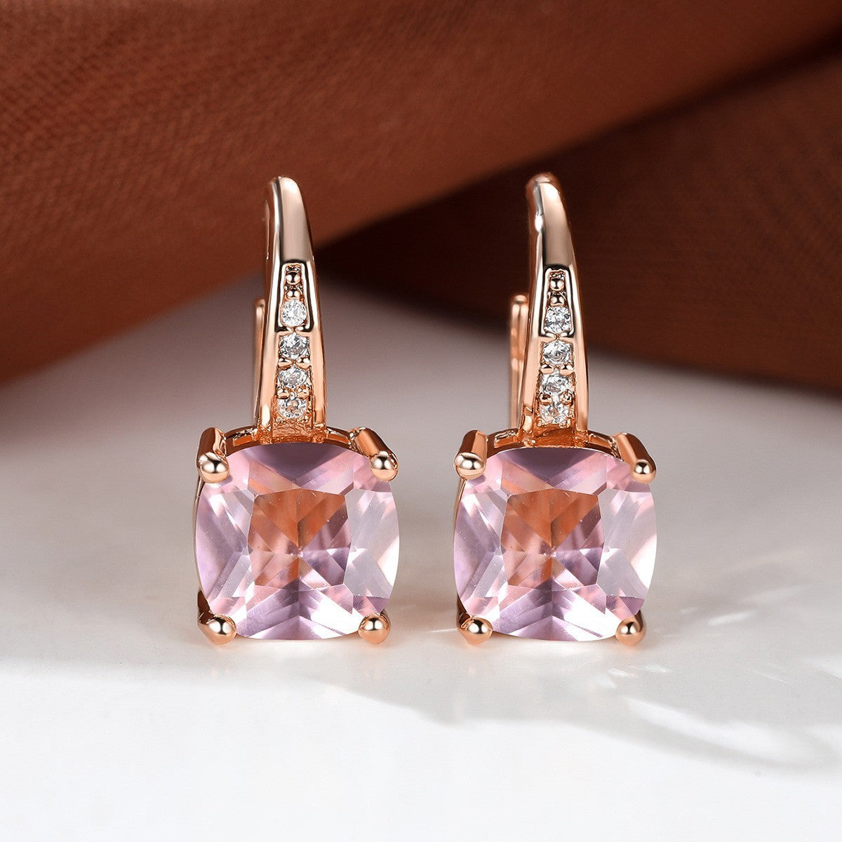 Square Zircon Inlaid Ear Hook Korean Style Fashion All-matching