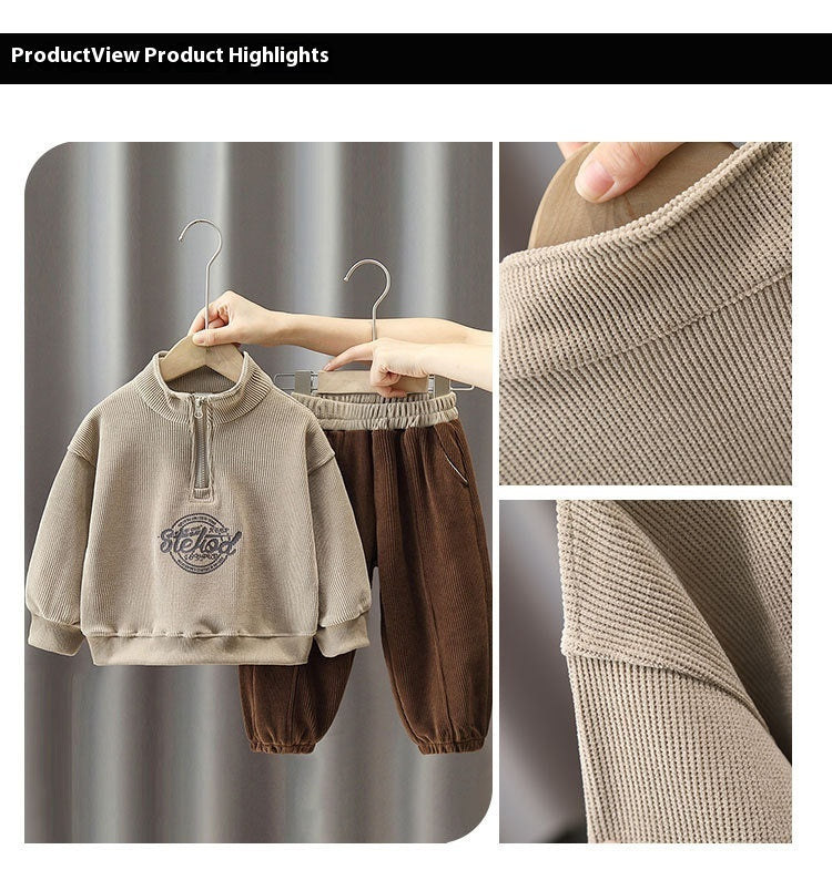 Boys' Minimalist Printed Hoodie And Pants Set