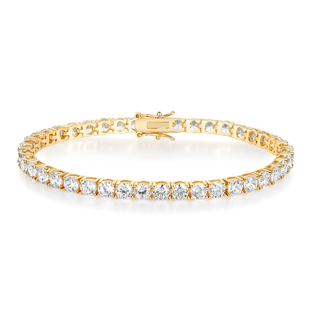 Classic 18K Gold Electroplated Zircon High-grade Tennis Full Diamond Personality Bracelet